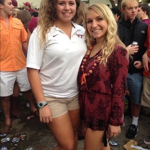 Maroon and black romper